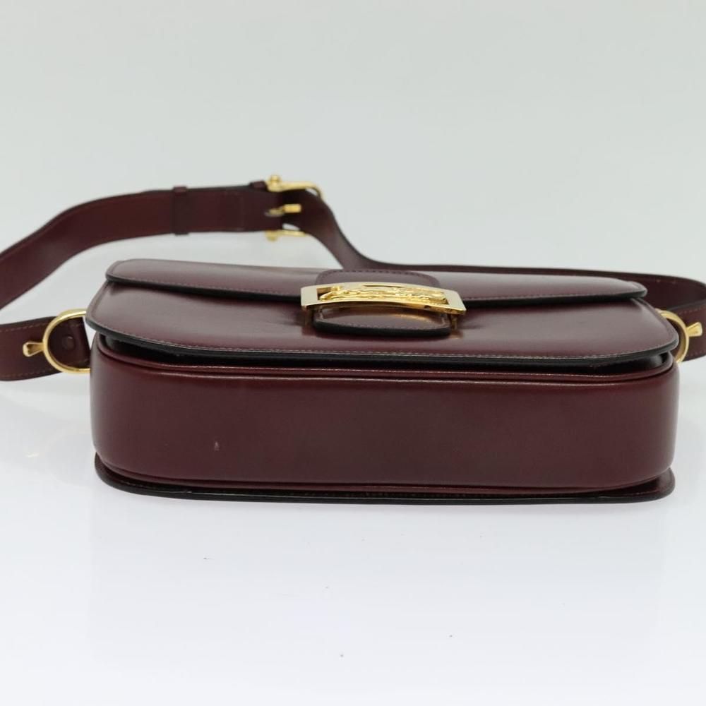CELINE Horse Carriage Shoulder Bag Leather Bordeaux Gold Auth yk18928 - Picture 5 of 16